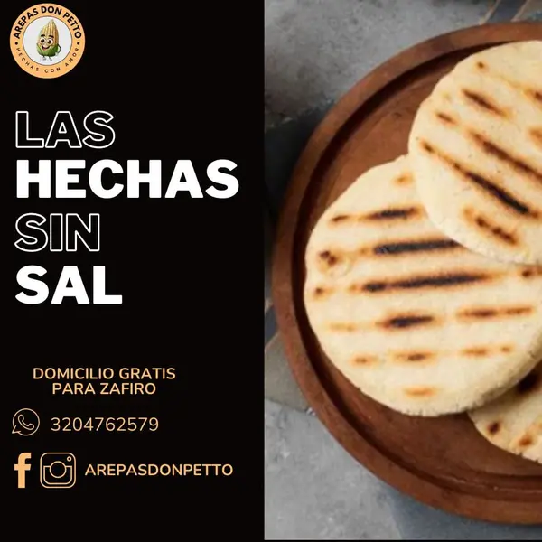 AREPAS DE MAIZ PETTO SIN SAL
